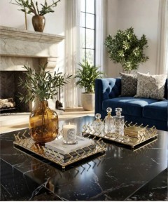 ZEYVE RECTANGULAR TRAY WITH BALL BEARING, SET OF 2, 32x22-37x27cm.